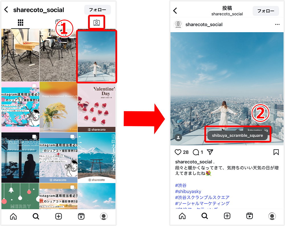 ④アカウントユーザー投稿写真画面の構成を知る